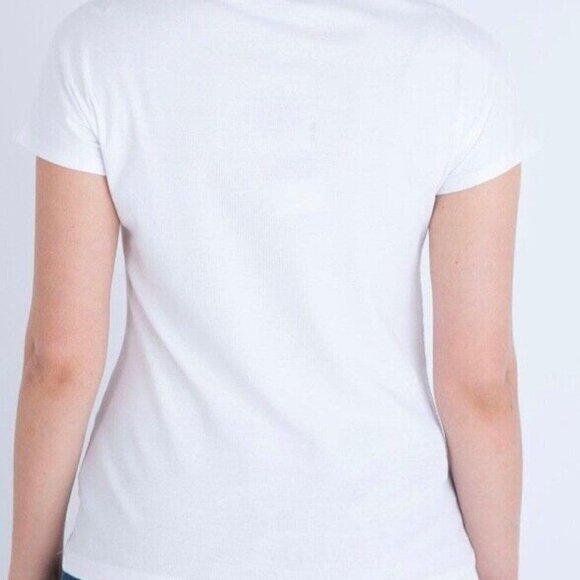 Marble Asymmetrical Hem Oversized Buttons White Short Sleeve Top - Picture 3 of 7